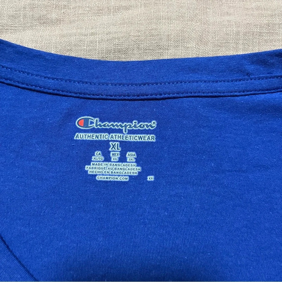 University Kansas Jayhawks Blue T-Shirt Classic Logo Womens Size XL KU Champion - Picture 4 of 6